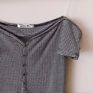 Striped Off-Shoulder Crop Top